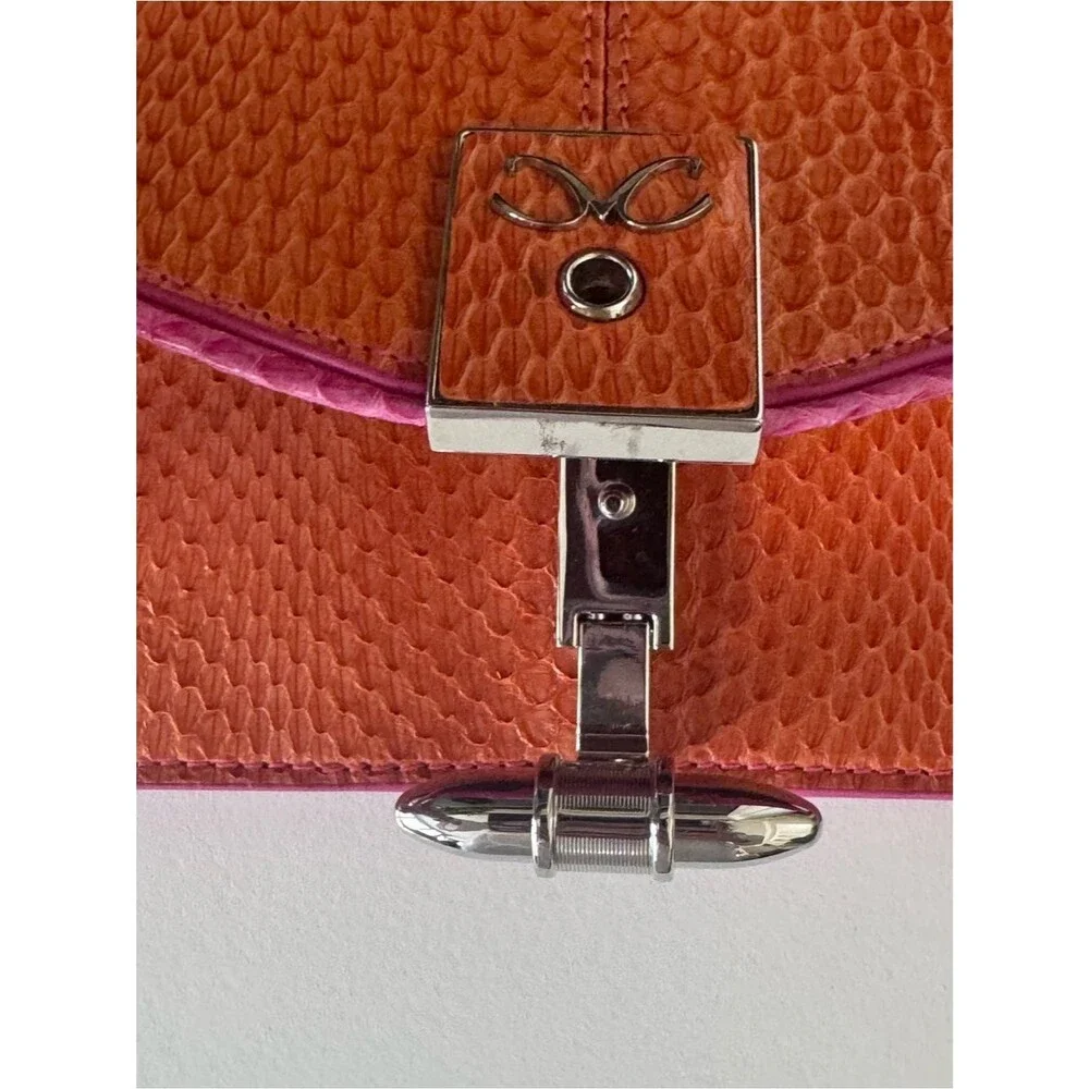 MONIKA CHIANG NWT Colorblock Embossed Leather Clutch  Bag Pink Orange Purse Y2K